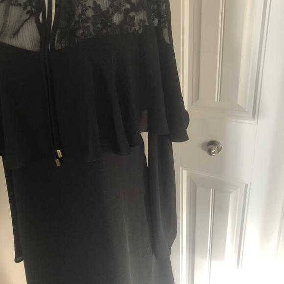 BLACK RUFFLE LACE ORGANZA SWING DRESS SIZE MED - Picture 5 of 14